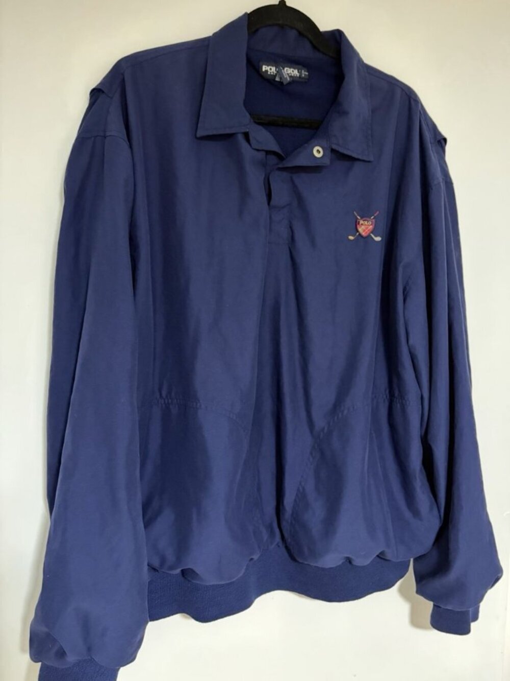 Vtg POLO GOLF by Ralph Lauren Golf Pullover Men’s Blue Windbreaker Pockets Sz XL - Picture 2 of 7
